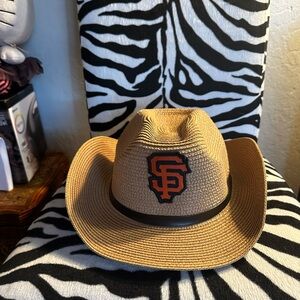 San Francisco Giants ladies Straw Cowboy Hat - Tan with Black & Orange Logo